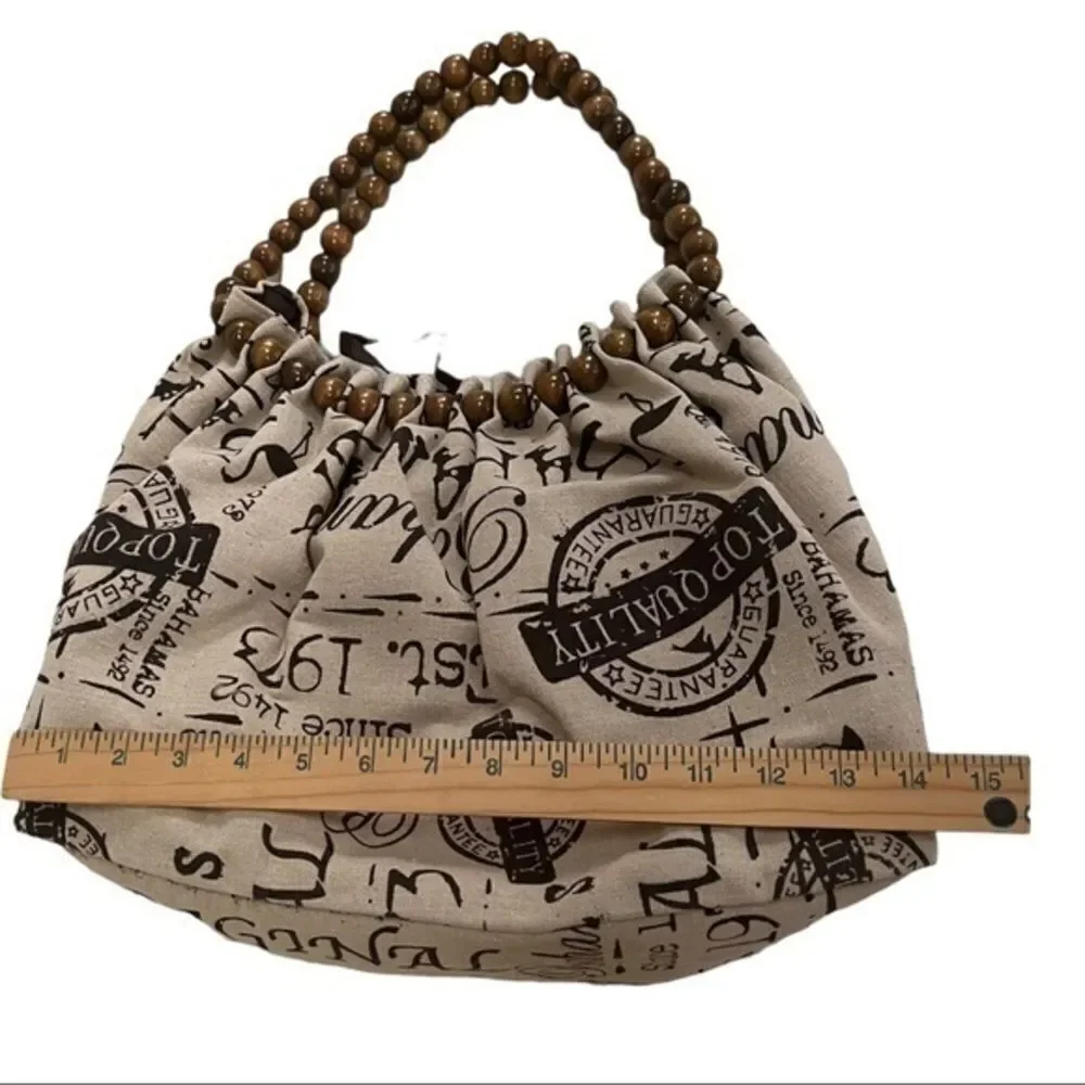 Bahamas wooden handle beach tote NWOT